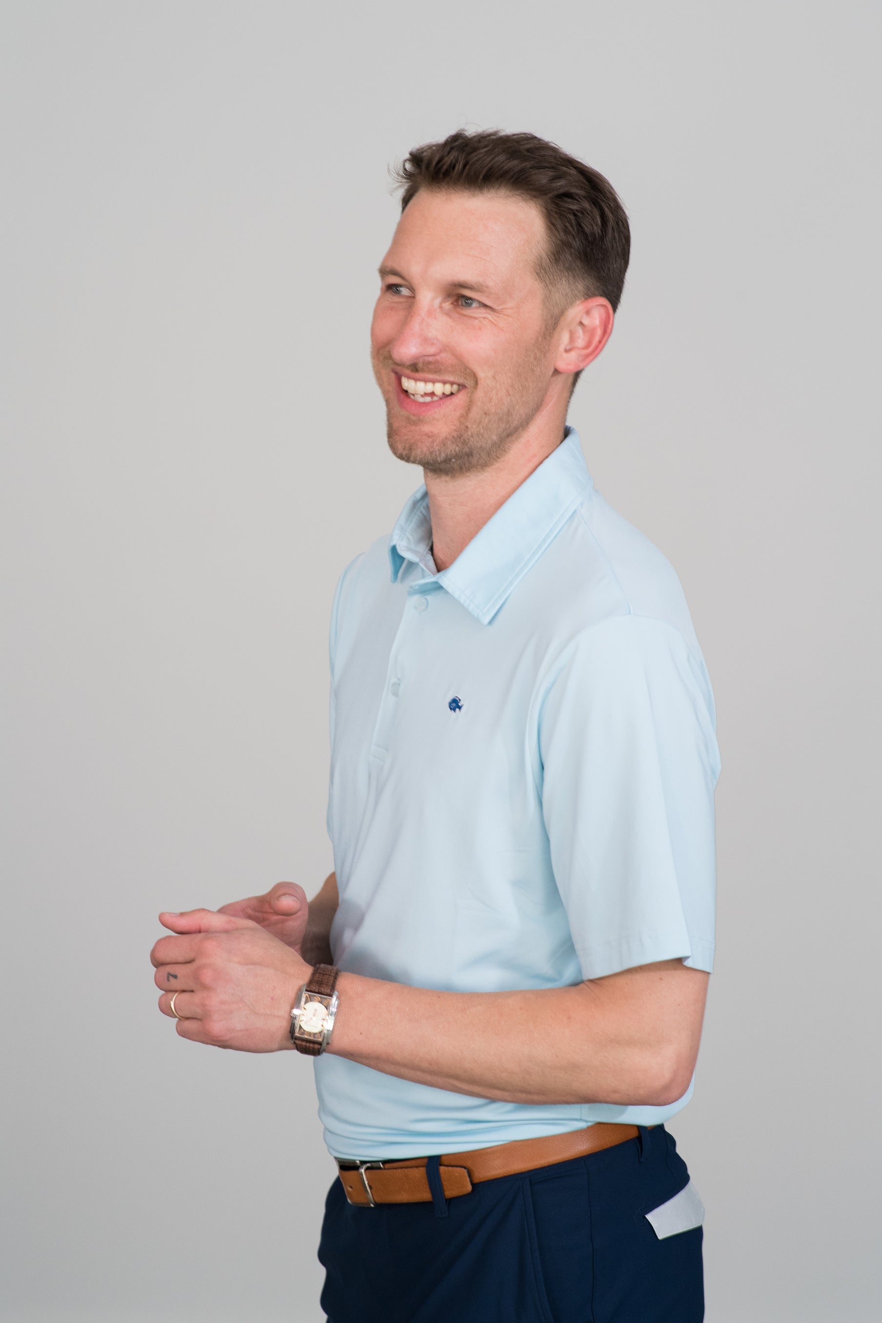 Solid Light Blue Weekender Performance Polo