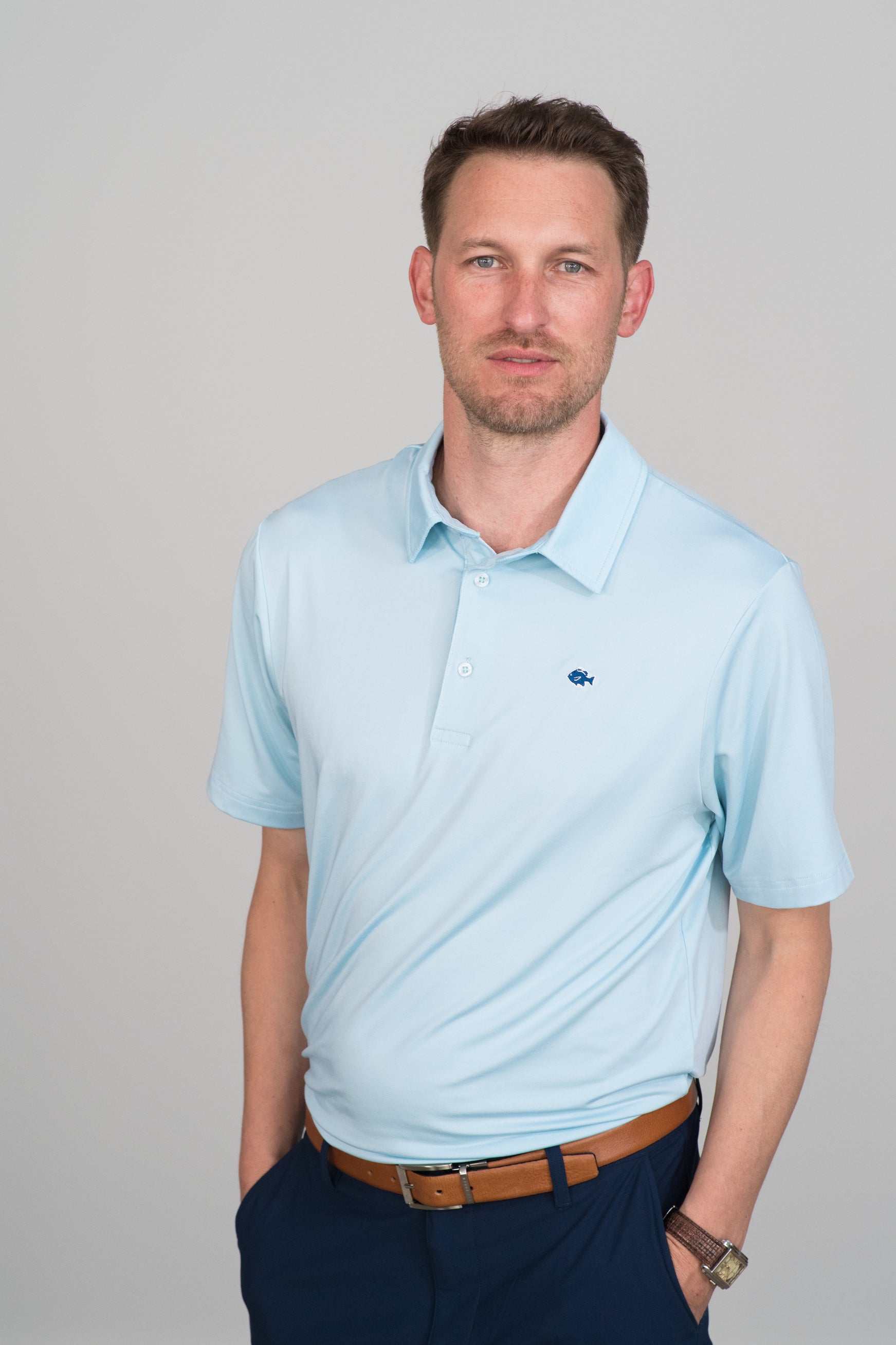 Solid Light Blue Weekender Performance Polo