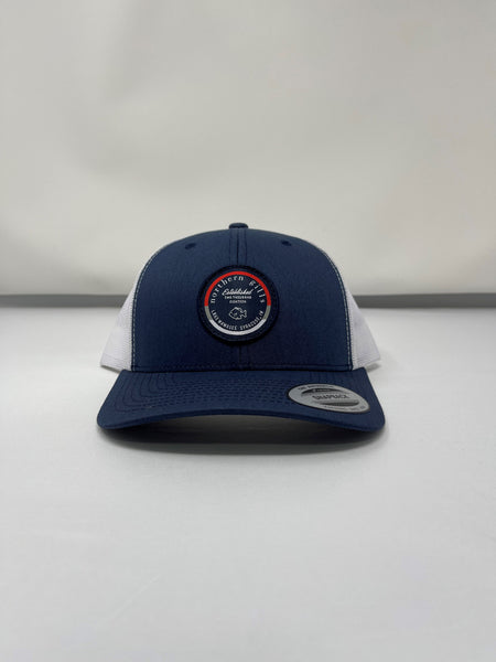 Navy and White Snap Back